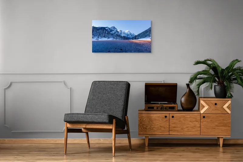 Tablou Canvas cu Peisaj de Iarnă, Munți Înzăpeziți, 90 x 50 cm – poza 6