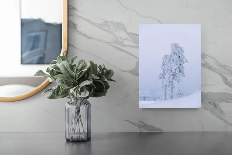 Tablou Canvas Silueta Visului Înzăpezit Al Pădurii, 26 x 39 cm – poza 4