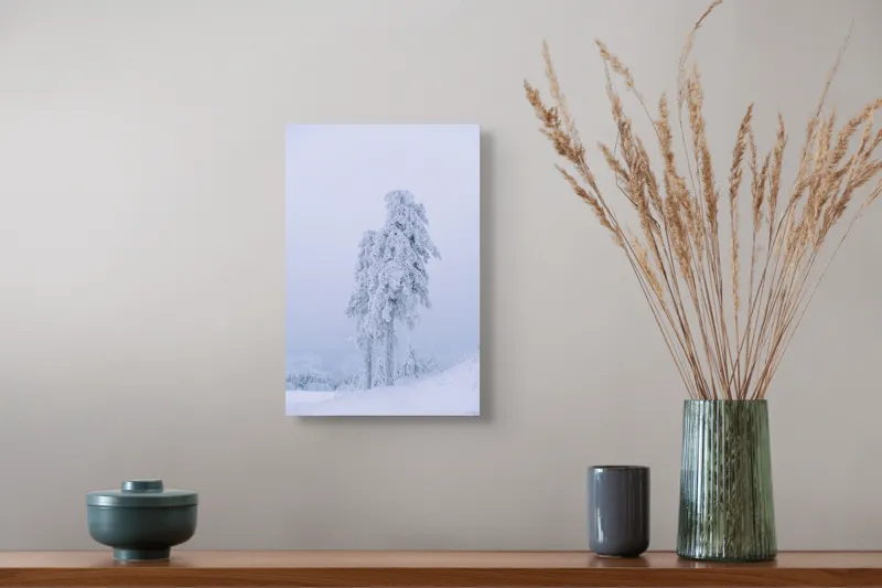 Tablou Canvas Silueta Visului Înzăpezit Al Pădurii, 26 x 39 cm – poza 5