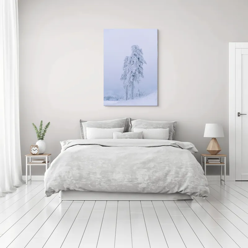 Tablou Canvas Silueta Visului Înzăpezit Al Pădurii, 70 x 100 cm – poza 3