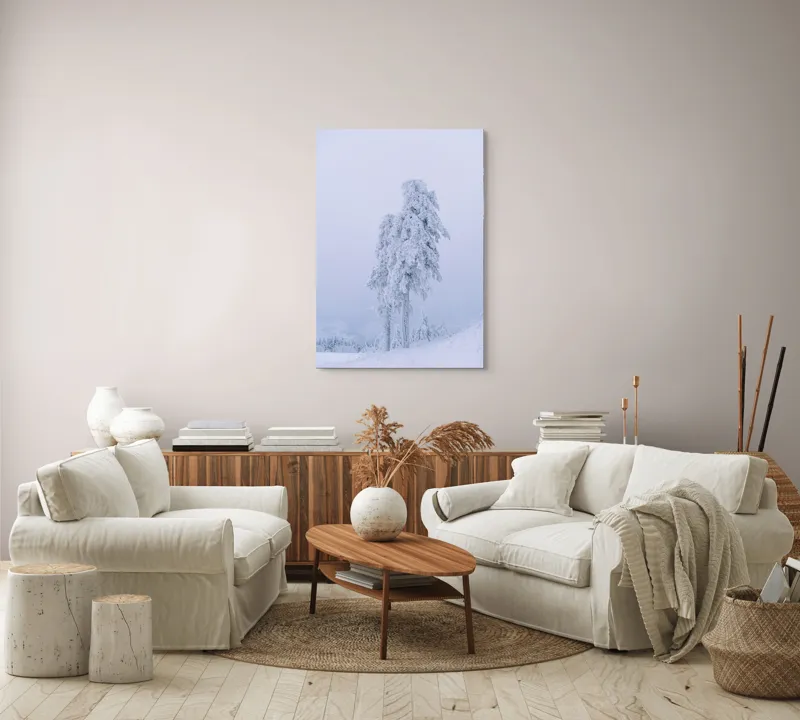 Tablou Canvas Silueta Visului Înzăpezit Al Pădurii, 70 x 100 cm – poza 4