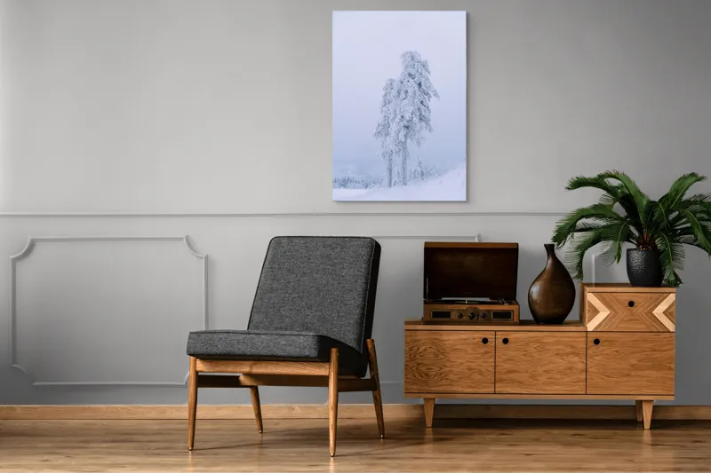 Tablou Canvas Silueta Visului Înzăpezit Al Pădurii, 70 x 100 cm – poza 6
