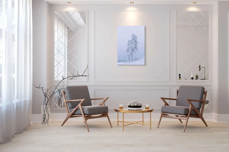 Tablou Canvas Silueta Visului Înzăpezit Al Pădurii, 70 x 100 cm – poza 8