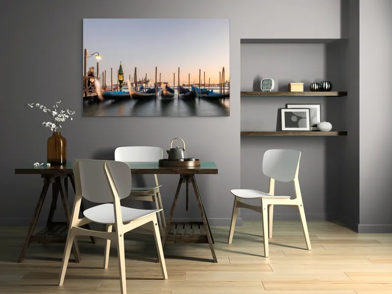Tablou Canvas Gondolele viselor la apus liniștit, 150 x 100 cm – poza 5