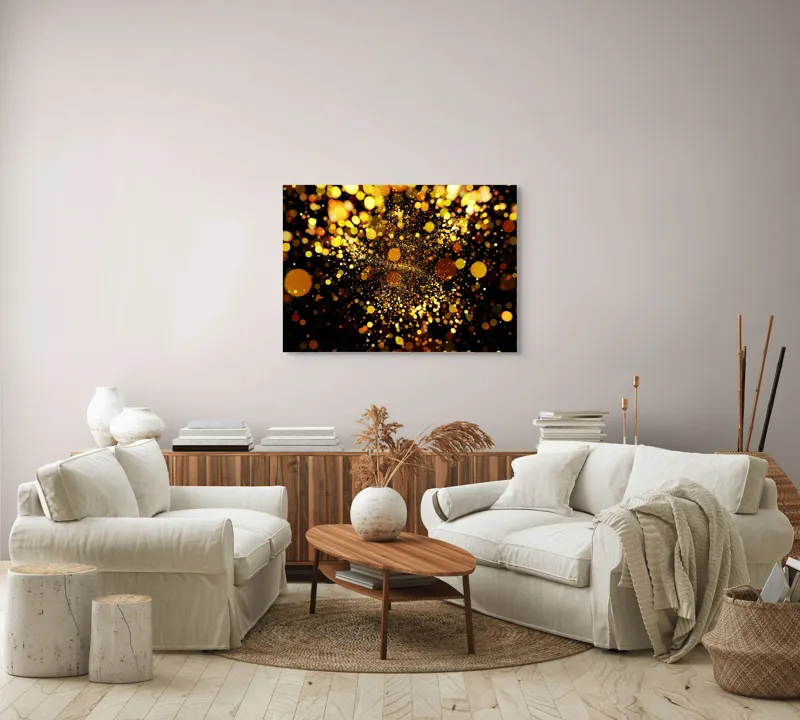 Tablou Canvas, "Explozie de Lumini și Culoare Aurie", 100 x 70 cm – poza 3