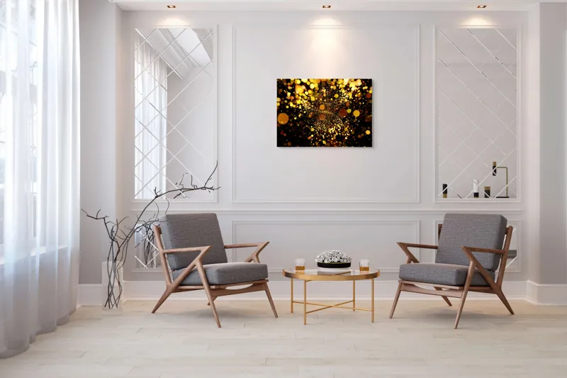 Tablou Canvas, "Explozie de Lumini și Culoare Aurie", 100 x 70 cm – poza 5