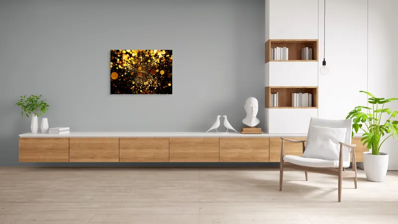 Tablou Canvas, "Explozie de Lumini și Culoare Aurie", 100 x 70 cm – poza 6