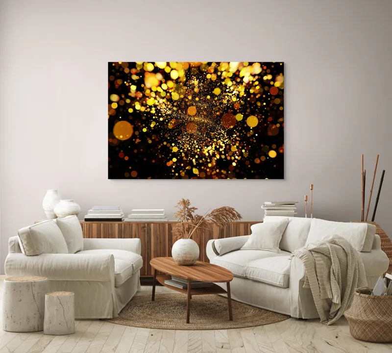 Tablou Canvas, "Explozie de Lumini și Culoare Aurie", 150 x 100 cm – poza 3