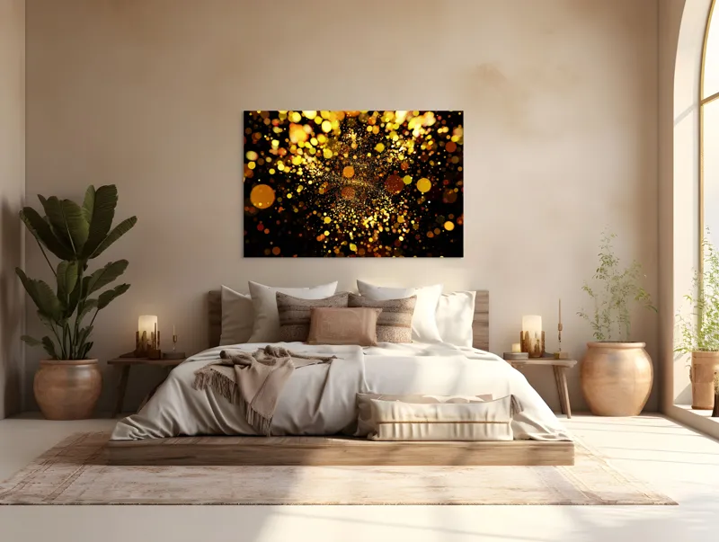 Tablou Canvas, "Explozie de Lumini și Culoare Aurie", 150 x 100 cm – poza 4