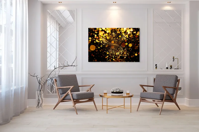 Tablou Canvas, "Explozie de Lumini și Culoare Aurie", 150 x 100 cm – poza 7