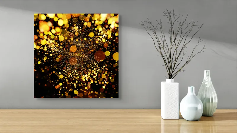 Tablou Canvas, "Explozie de Lumini și Culoare Aurie", 50 x 50 cm – poza 3