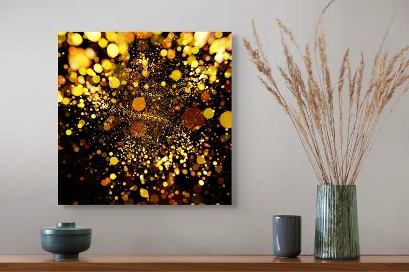 Tablou Canvas, "Explozie de Lumini și Culoare Aurie", 50 x 50 cm – poza 4