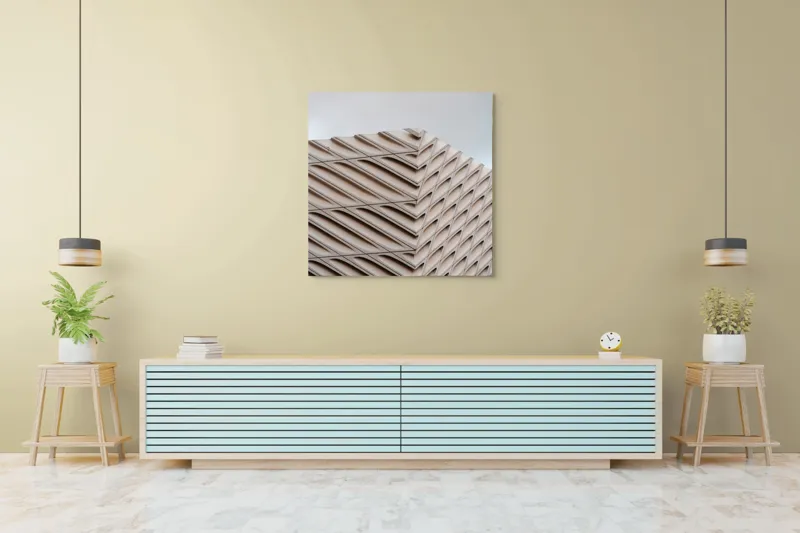 Tablou Canvas Arhitectură Urbană în Valuri Geometrice Bej, 100 x 100 cm – poza 5