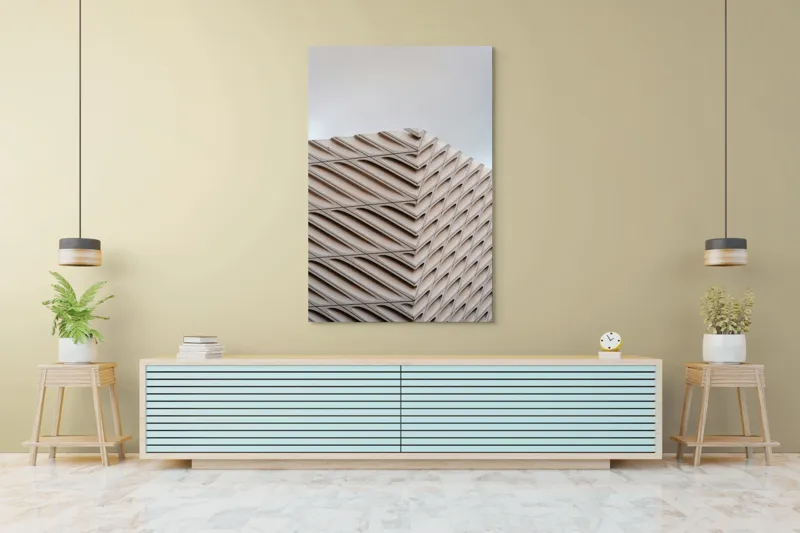 Tablou Canvas Arhitectură Urbană în Valuri Geometrice Bej, 100 x 150 cm – poza 4