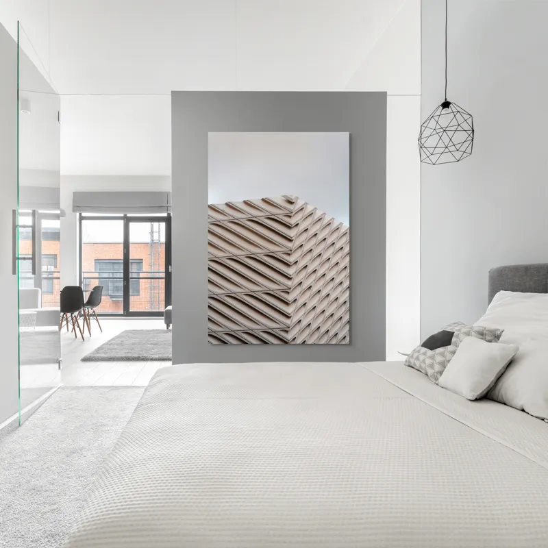 Tablou Canvas Arhitectură Urbană în Valuri Geometrice Bej, 100 x 150 cm – poza 5