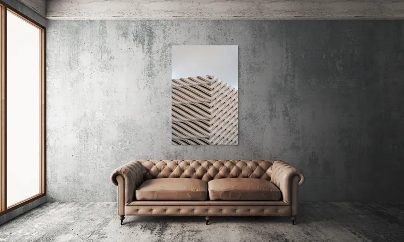 Tablou Canvas Arhitectură Urbană în Valuri Geometrice Bej, 100 x 150 cm – poza 6
