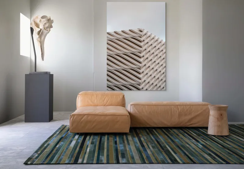 Tablou Canvas Arhitectură Urbană în Valuri Geometrice Bej, 100 x 150 cm – poza 7