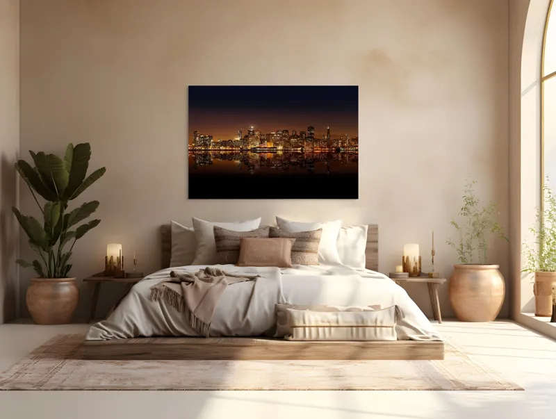 Tablou Canvas Orașul Luminilor în Noapte Calmă Multicolor, 150 x 100 cm – poza 4