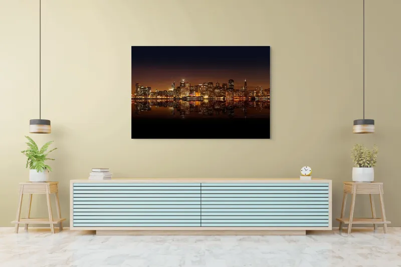 Tablou Canvas Orașul Luminilor în Noapte Calmă Multicolor, 150 x 100 cm – poza 6