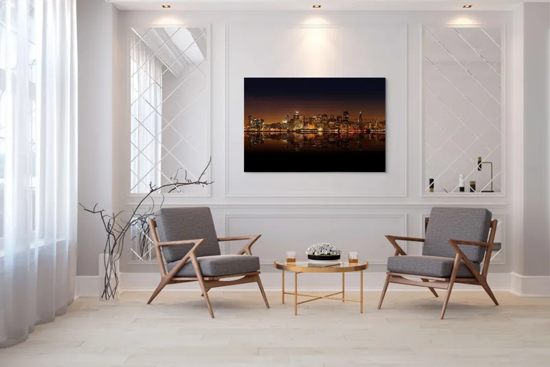 Tablou Canvas Orașul Luminilor în Noapte Calmă Multicolor, 150 x 100 cm – poza 7