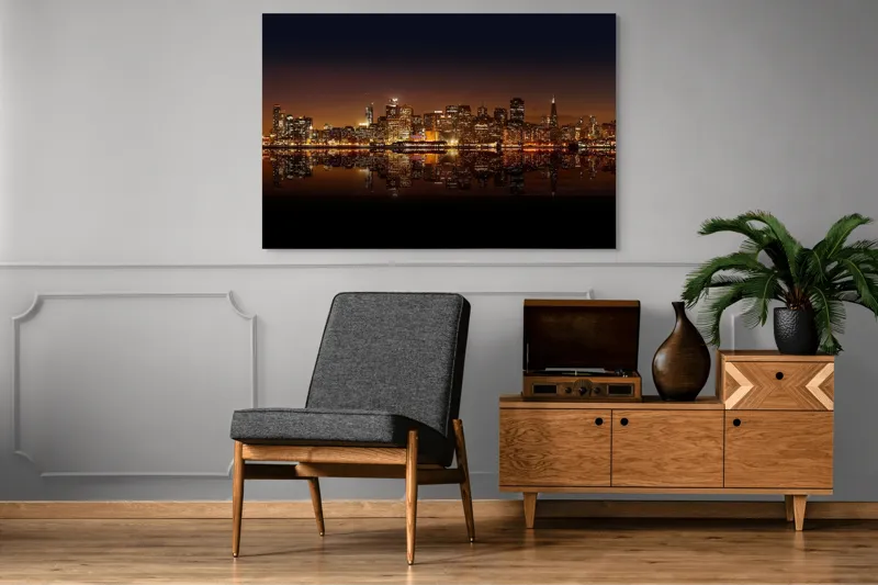 Tablou Canvas Orașul Luminilor în Noapte Calmă Multicolor, 150 x 100 cm – poza 8