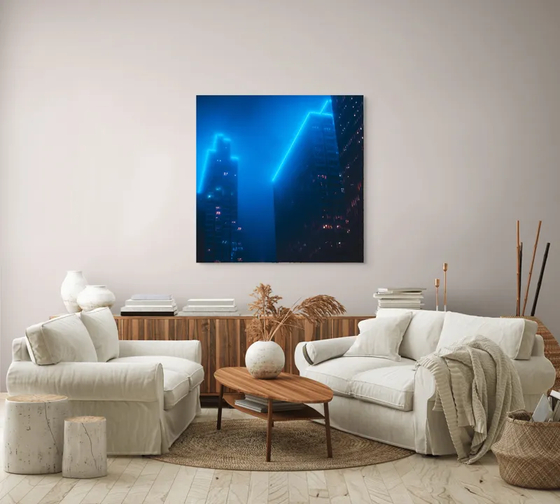 Tablou Canvas, Orașul Viselor în Ceață Albastră, 100 x 100 cm – poza 3