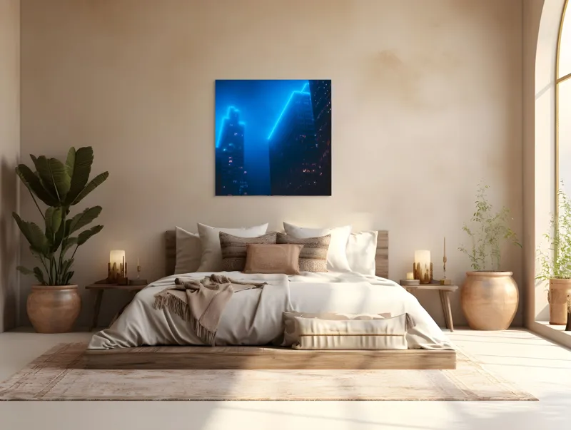 Tablou Canvas, Orașul Viselor în Ceață Albastră, 100 x 100 cm – poza 4