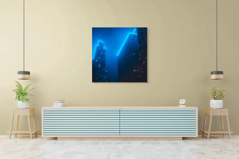 Tablou Canvas, Orașul Viselor în Ceață Albastră, 100 x 100 cm – poza 5