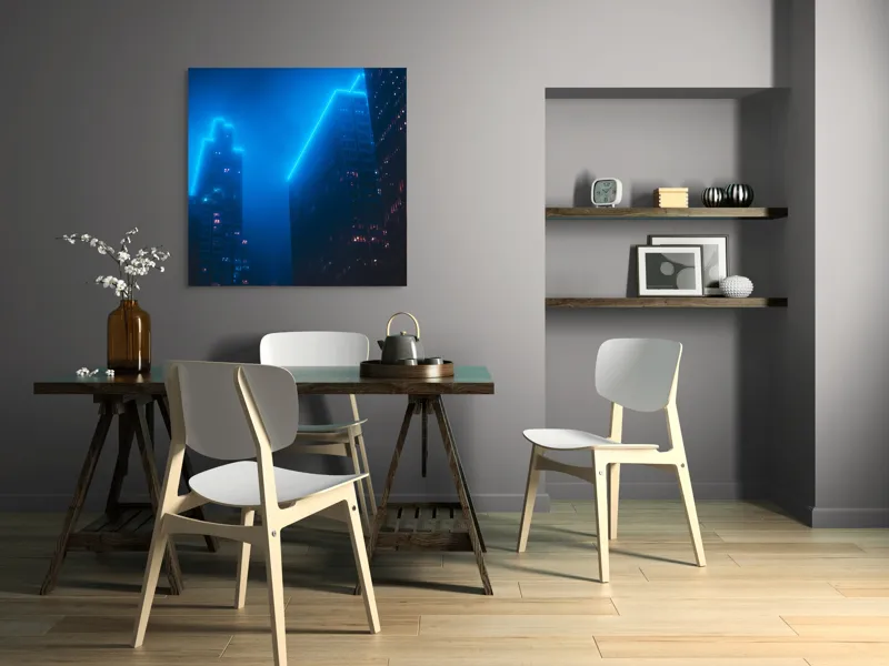 Tablou Canvas, Orașul Viselor în Ceață Albastră, 100 x 100 cm – poza 6