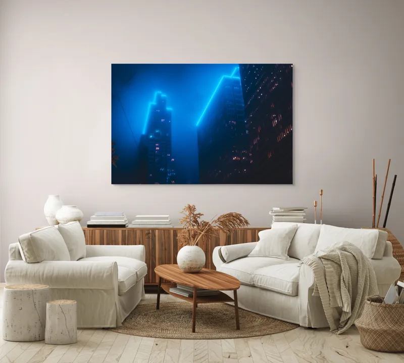 Tablou Canvas, Orașul Viselor în Ceață Albastră, 150 x 100 cm – poza 3