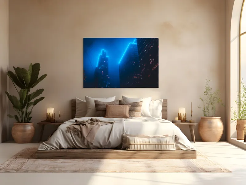 Tablou Canvas, Orașul Viselor în Ceață Albastră, 150 x 100 cm – poza 4