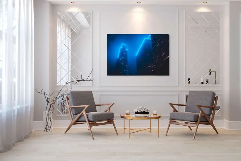 Tablou Canvas, Orașul Viselor în Ceață Albastră, 150 x 100 cm – poza 7