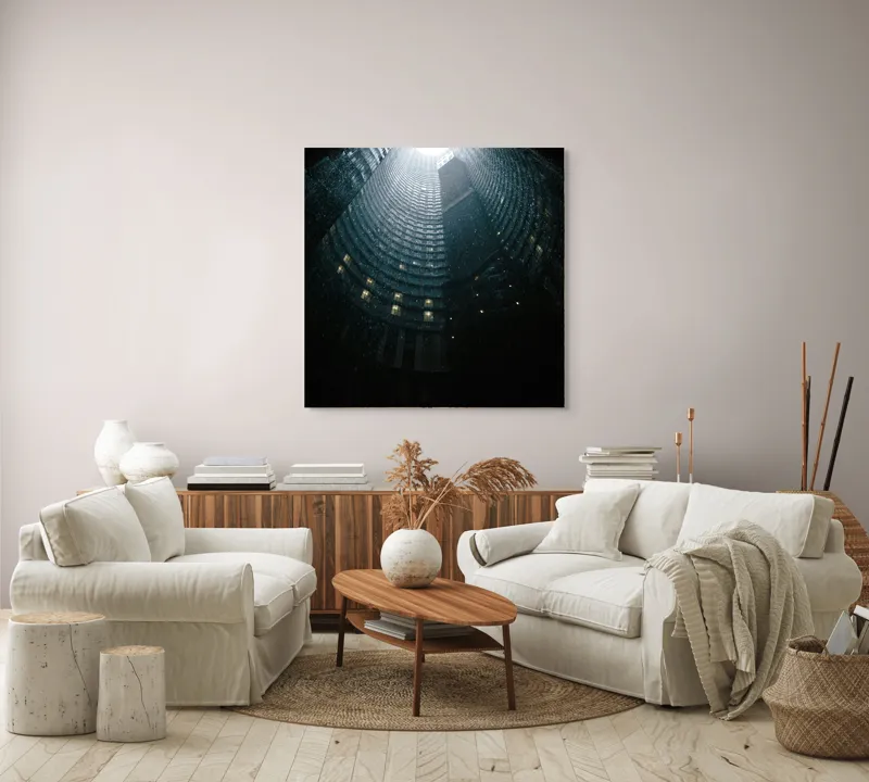 Tablou Canvas Cercul Luminilor Într-o Noapte Ploioasă Negru, 100 x 100 cm