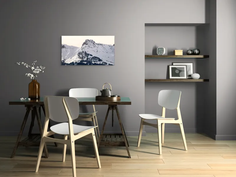 Tablou Canvas cu Peisaj Montan, , Alb, 90 x 50 cm – poza 3