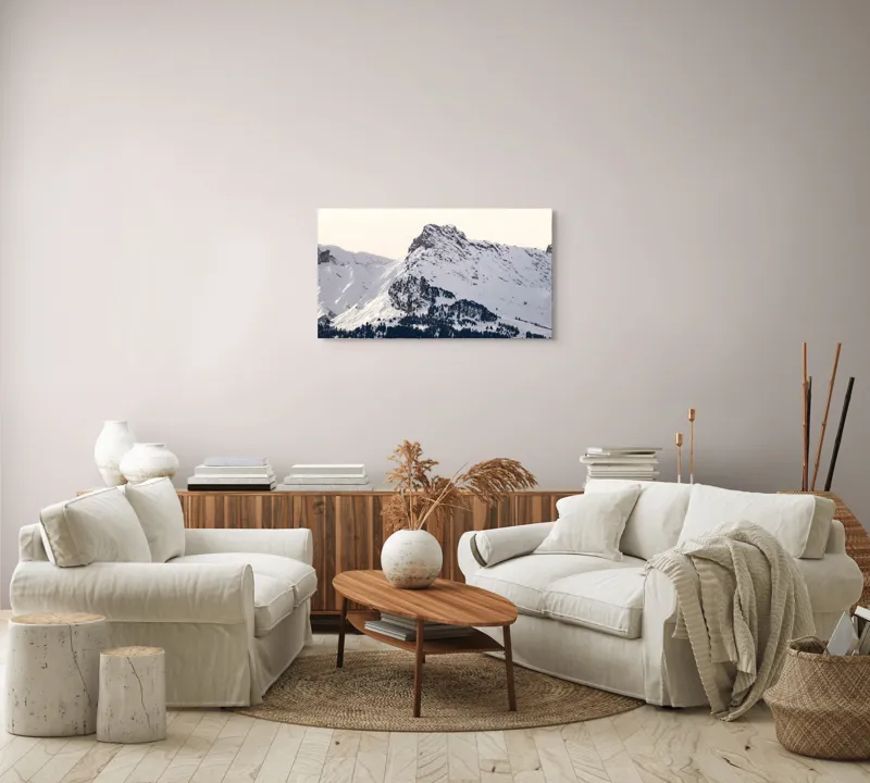 Tablou Canvas cu Peisaj Montan, , Alb, 90 x 50 cm – poza 4