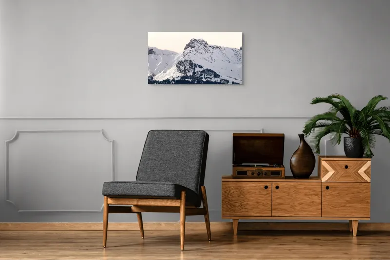 Tablou Canvas cu Peisaj Montan, , Alb, 90 x 50 cm – poza 6
