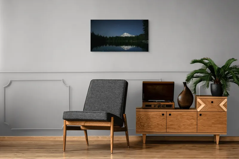 Tablou Canvas Peisaj Montan Nocturn Multicolor, 90 x 50 cm – poza 6