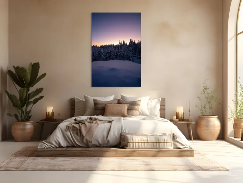 Tablou Canvas, "Neaua fermecată în amurgul iernii", 100 x 150 cm – poza 3