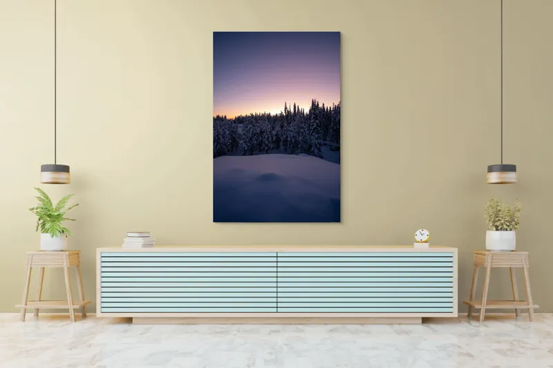 Tablou Canvas, "Neaua fermecată în amurgul iernii", 100 x 150 cm – poza 4