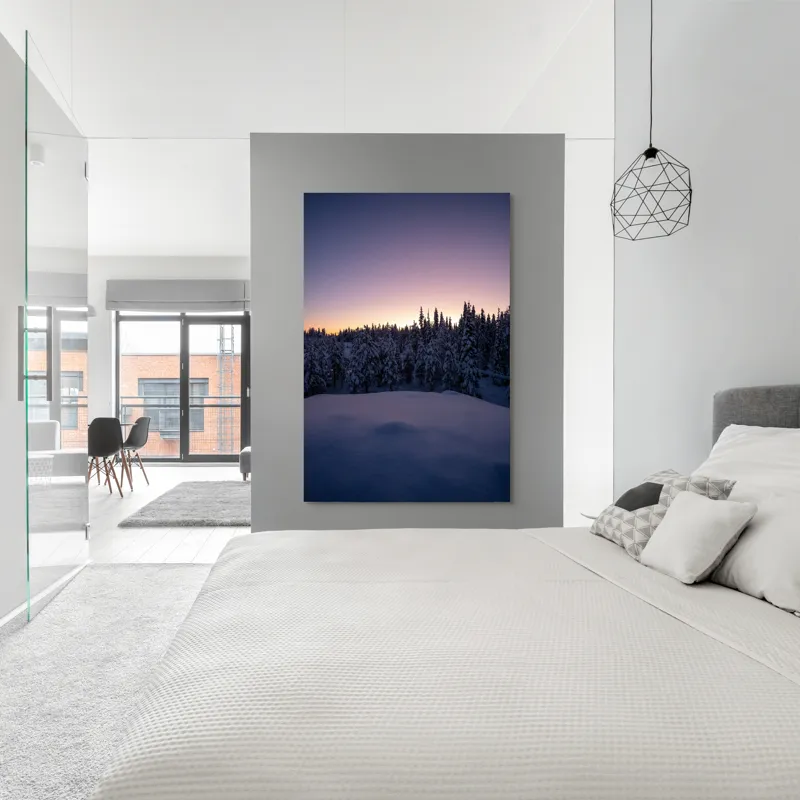 Tablou Canvas, "Neaua fermecată în amurgul iernii", 100 x 150 cm – poza 5