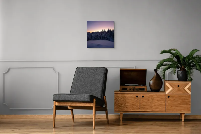Tablou Canvas, "Neaua fermecată în amurgul iernii", 50 x 50 cm – poza 6