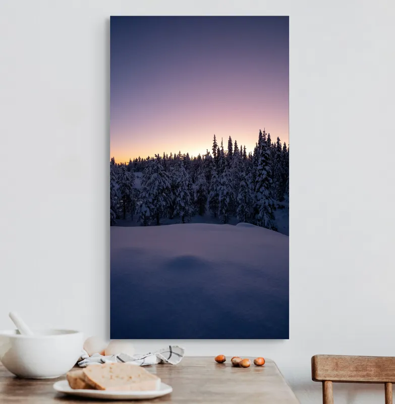 Tablou Canvas, "Neaua fermecată în amurgul iernii", 50 x 90 cm – poza 3