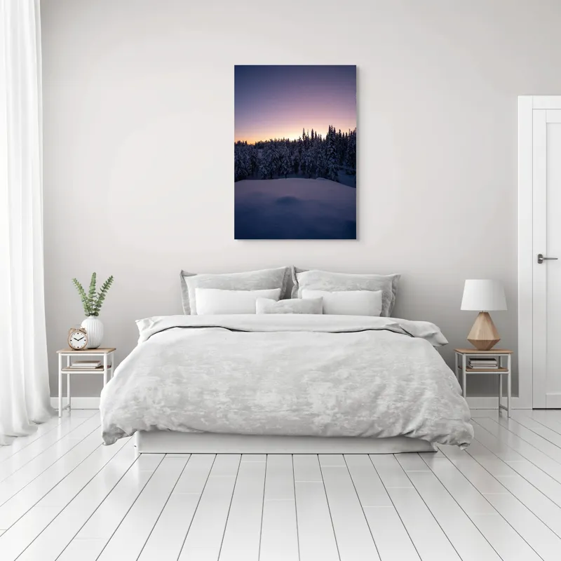 Tablou Canvas, "Neaua fermecată în amurgul iernii", 70 x 100 cm – poza 3