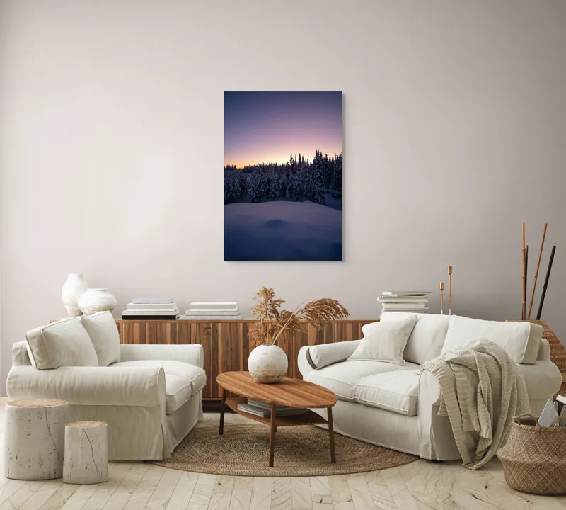 Tablou Canvas, "Neaua fermecată în amurgul iernii", 70 x 100 cm – poza 4