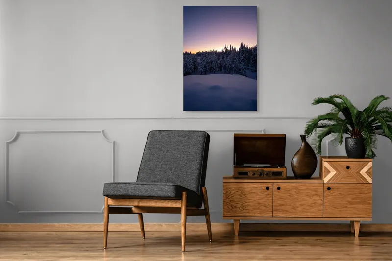 Tablou Canvas, "Neaua fermecată în amurgul iernii", 70 x 100 cm – poza 6