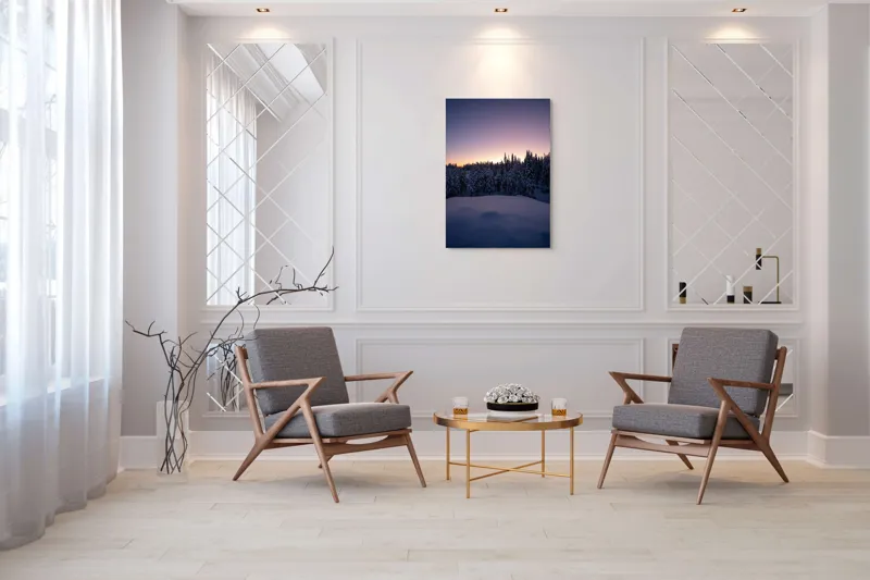 Tablou Canvas, "Neaua fermecată în amurgul iernii", 70 x 100 cm – poza 8