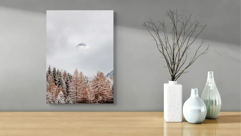 Tablou Canvas, Muntele ascuns în ceață albăstruie, 39 x 54 cm – poza 4