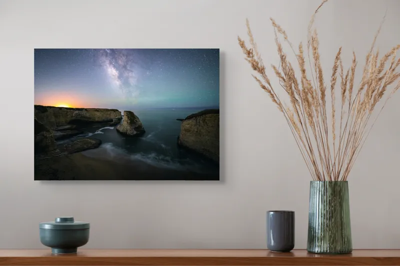 Tablou Canvas, Cerul înstelat peste stâncile mării, , Multicolor, 54 x 39 cm