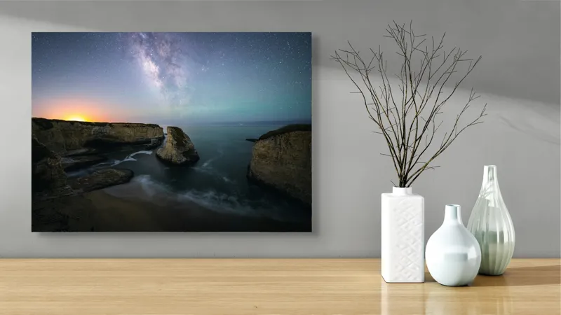 Tablou Canvas, Cerul înstelat peste stâncile mării, , Multicolor, 70 x 50 cm – poza 3