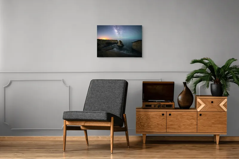 Tablou Canvas, Cerul înstelat peste stâncile mării, , Multicolor, 70 x 50 cm – poza 4